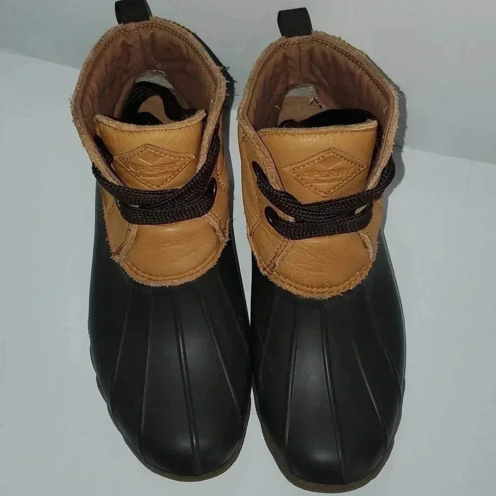 Sperry Women's Saltwater 2-Eye Leather Tan/Brown Rain Boot Women's Size 7 - Picture 4 of 16